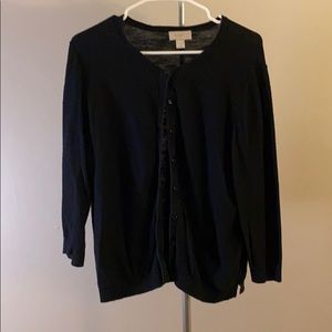 LOFT Outlet Slub 3/4 Sleeve Cardigan in Black